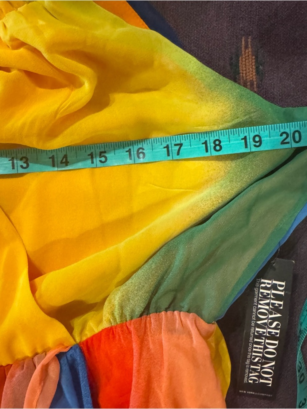 Vibrant Rainbow Halter Dress with Draped Skirt Medium - Picture 12 of 15